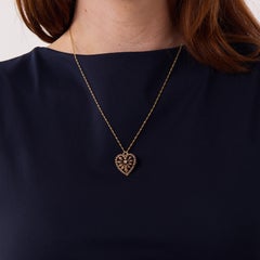 Victorian diamond seed pearl 14k yellow gold heart necklace brooch