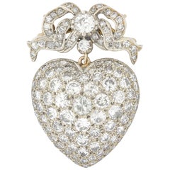 Antique Victorian Diamond Set Heart Pendant or Brooch