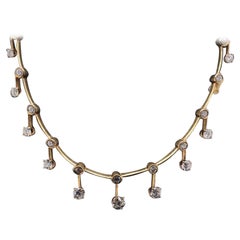 Victorian Diamond Set Necklace 18 Karat Yellow Gold, Circa 1900