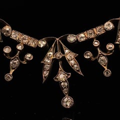 Victorian Diamond Set Necklace Silver and Yellow Gold