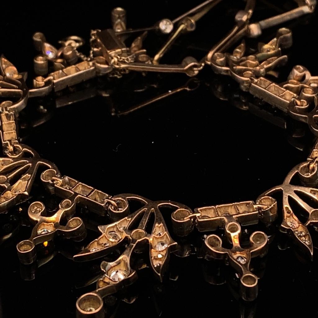 Viktorianische viktorianische Diamantbesetzte Halskette Silber und Gelbgold für Damen oder Herren im Angebot
