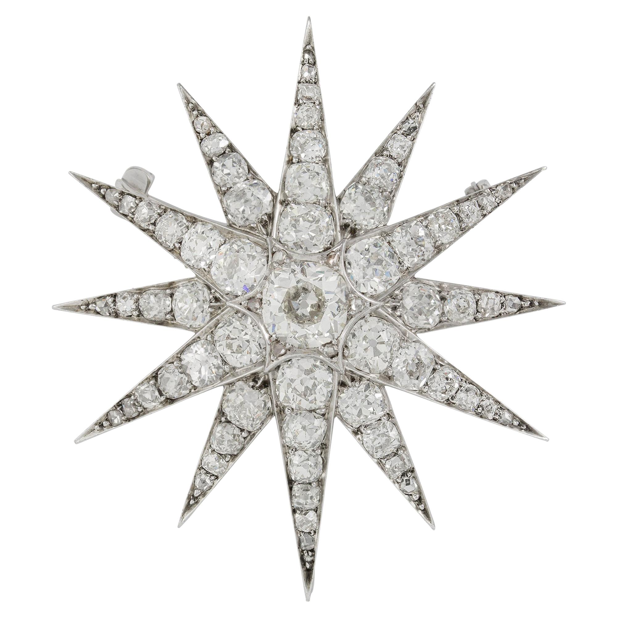 Victorian Diamond-Set Star Brooch For Sale