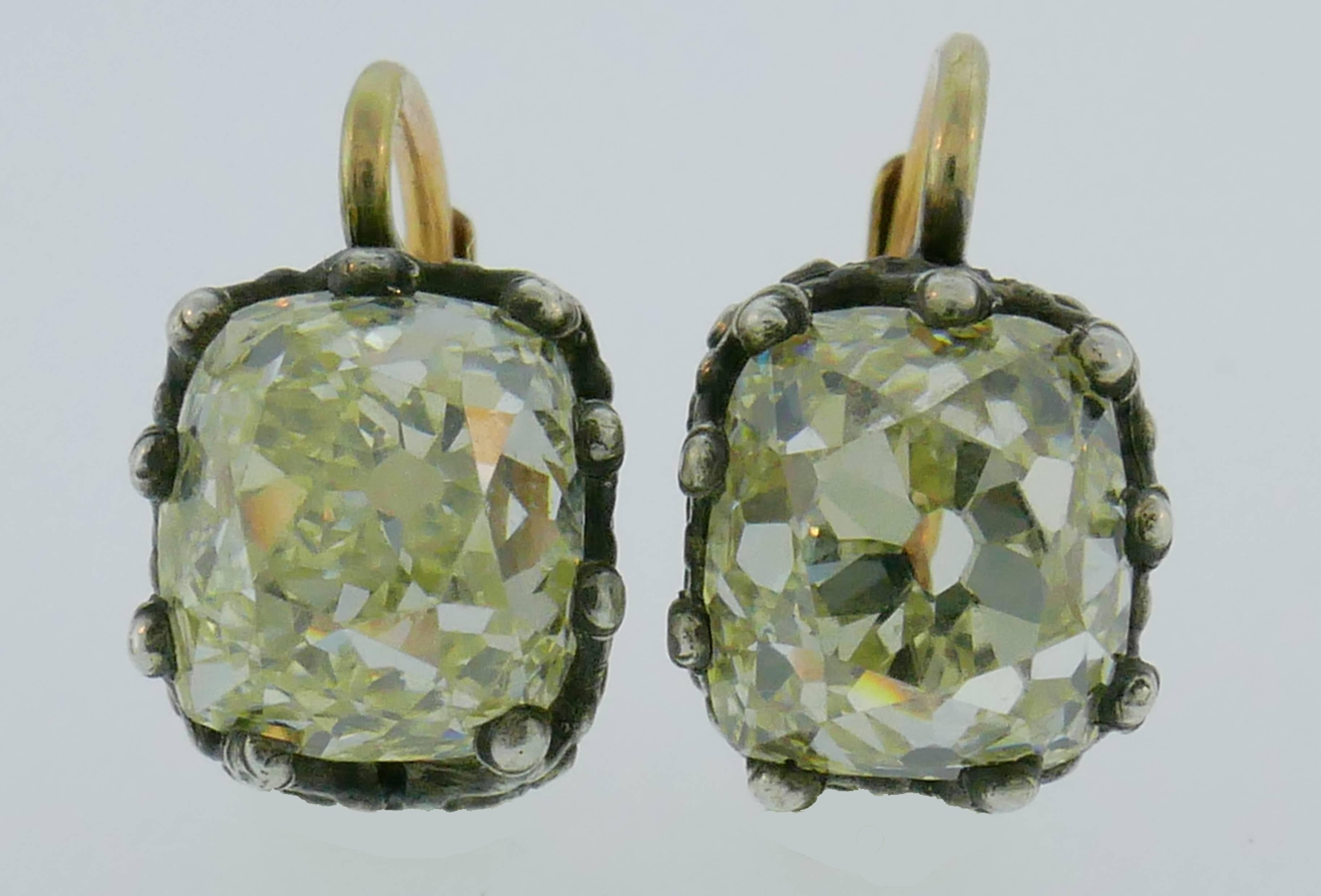 Victorian Diamond Silver Gold Drop Stud Earrings, Antique In Good Condition In Beverly Hills, CA