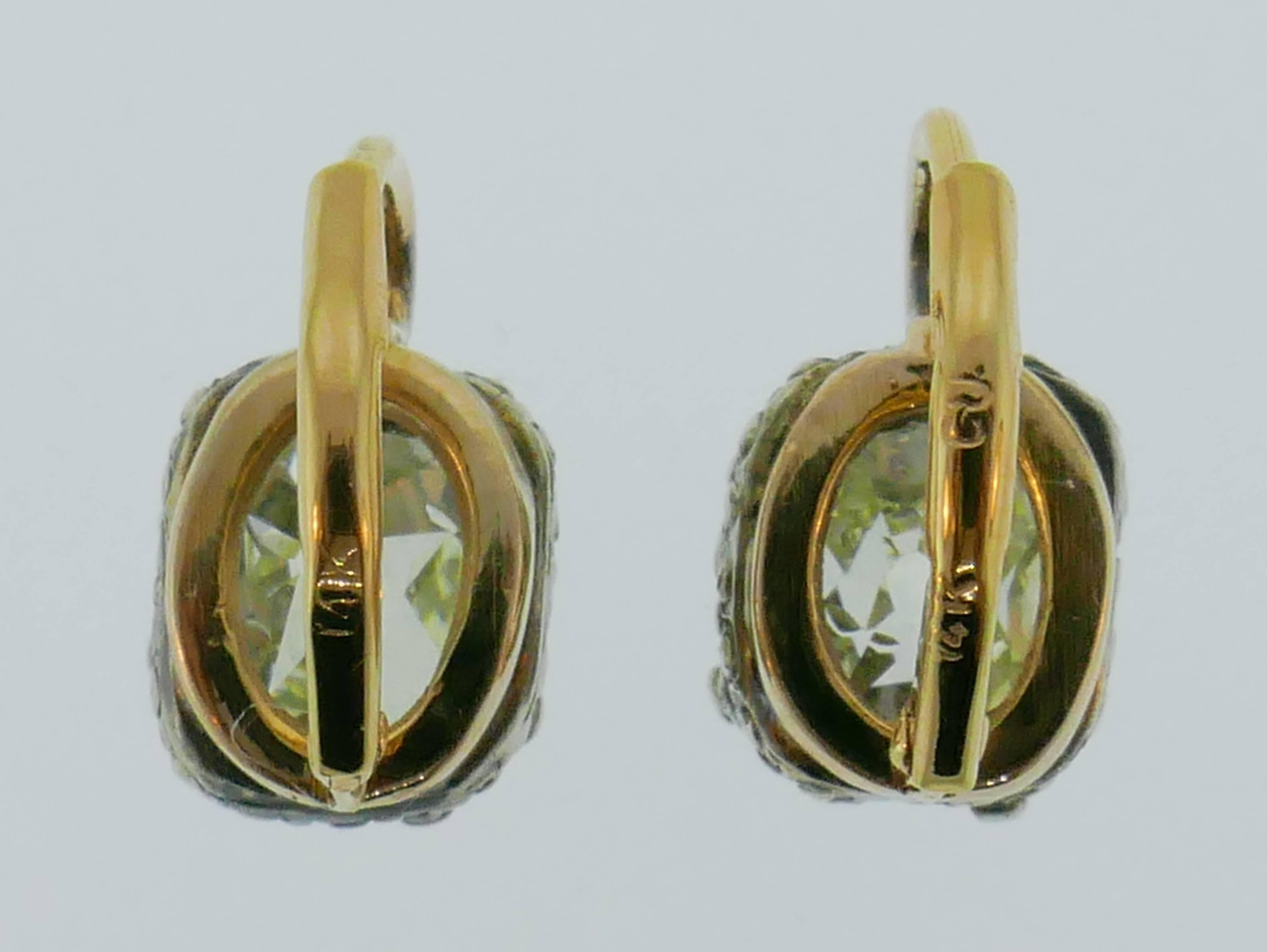 Victorian Diamond Silver Gold Drop Stud Earrings, Antique 1