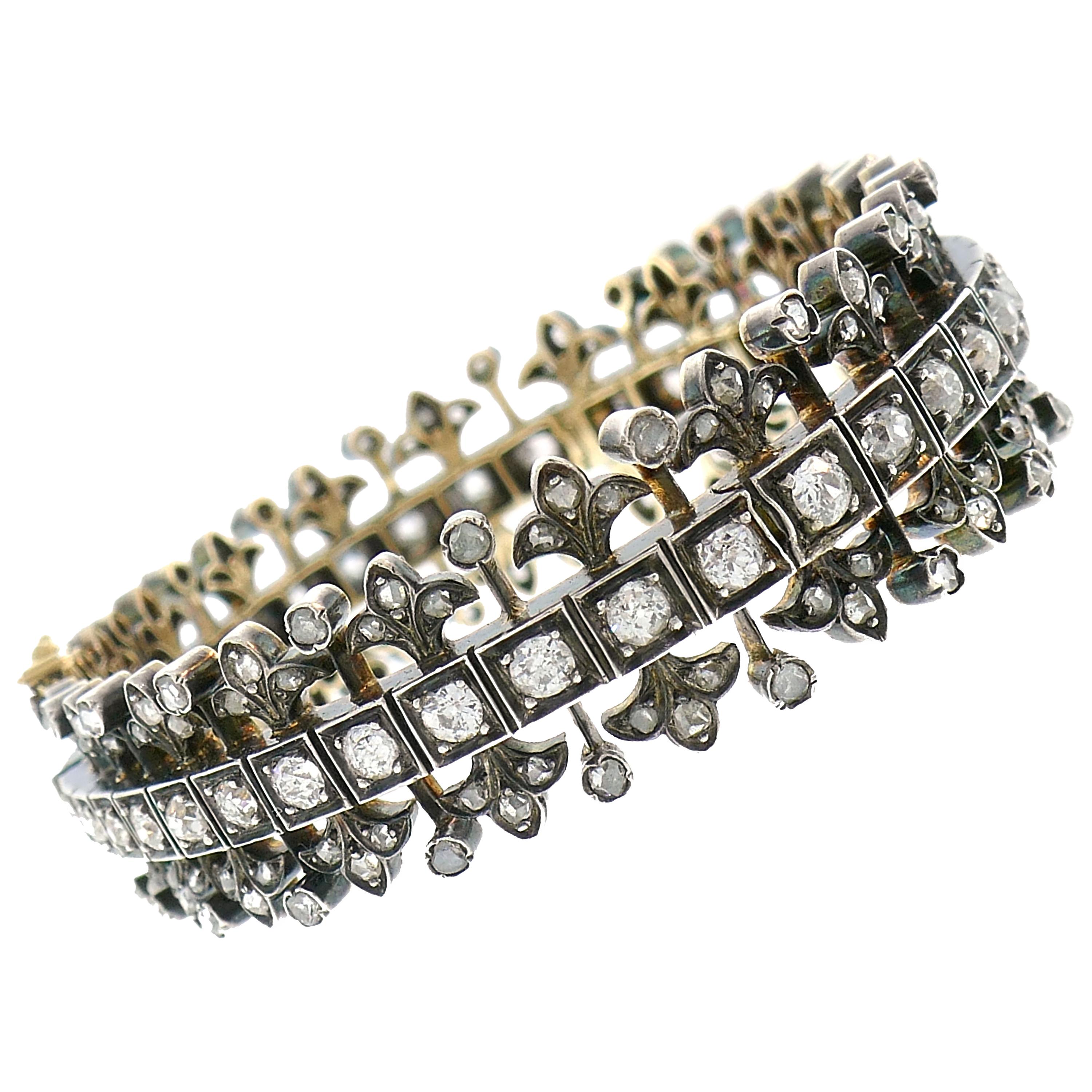 Victorian Sapphire Diamond Silver Gold Bracelet For Sale at 1stdibs