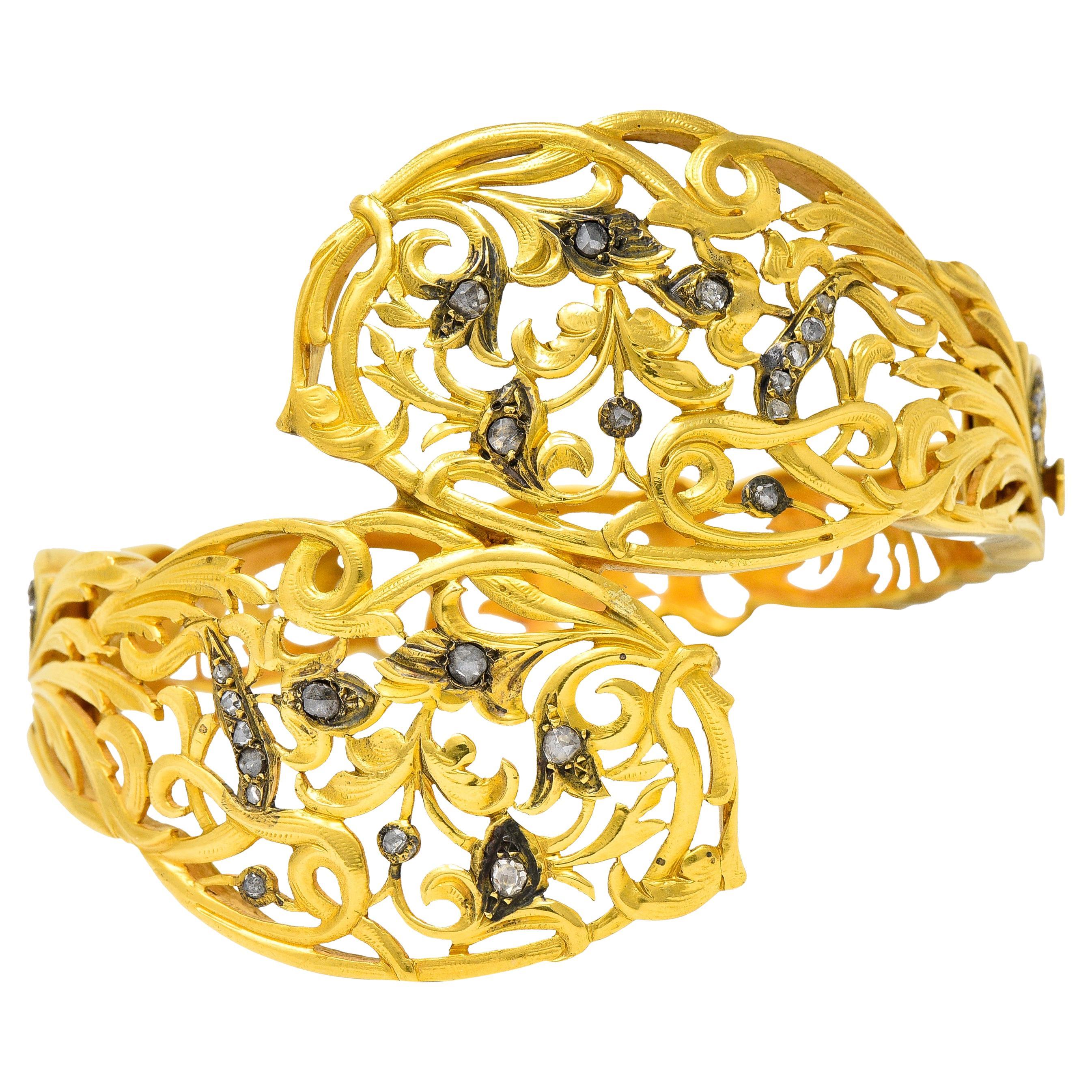 Victorian Sapphire Diamond Silver Gold Bracelet For Sale at 1stDibs