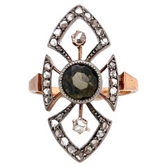 Victorian Diamond Smoky Quartz Rose Gold Ring