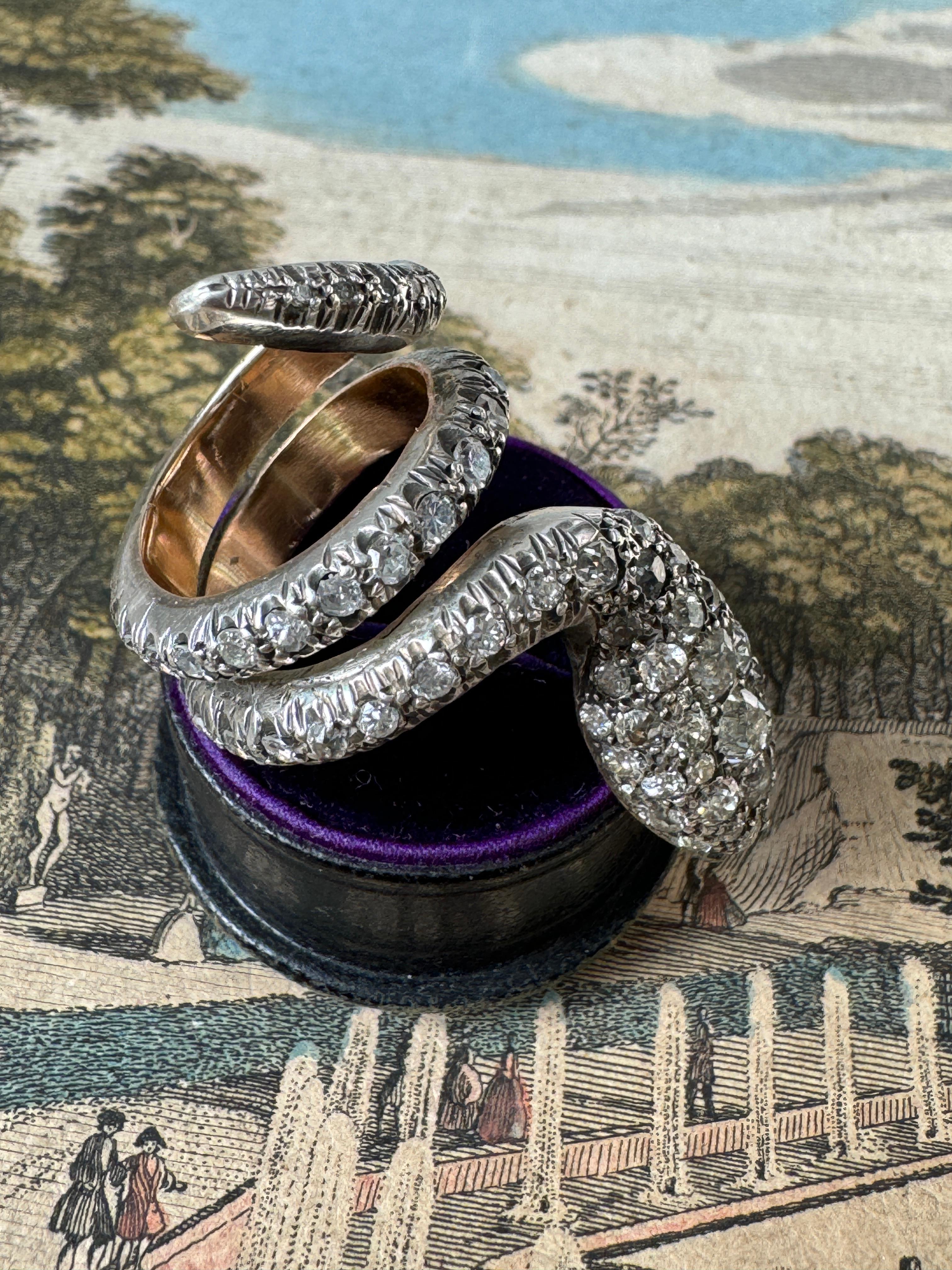 Victorian Diamond Snake Ring For Sale 1