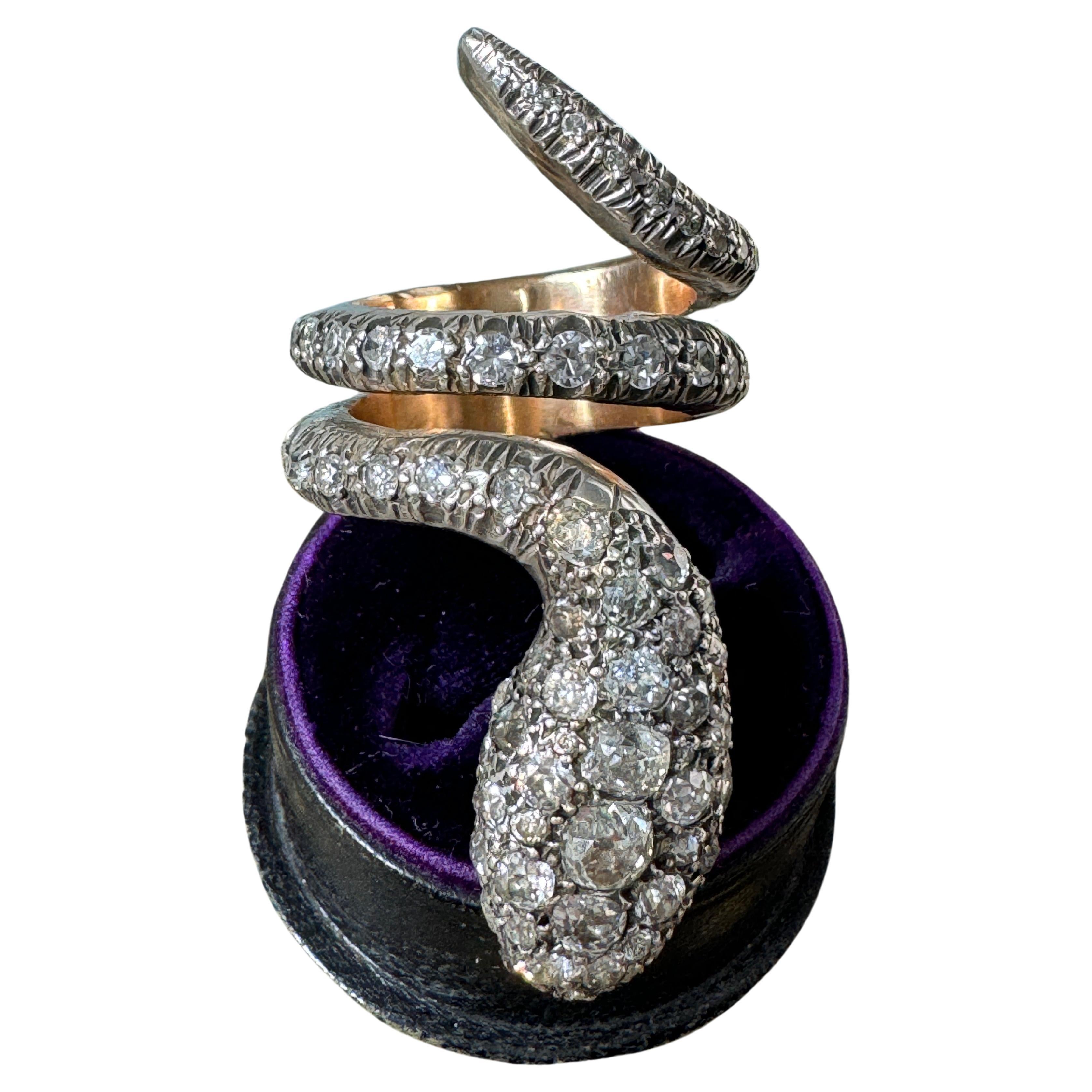 Victorian Diamond Snake Ring For Sale