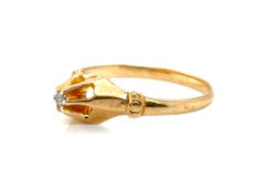 Victorian Diamond Solitaire Engagement Ring Old Mine 14K Yellow Gold Original 18
