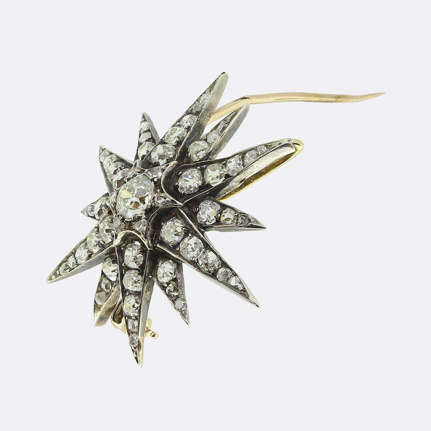 Women's or Men's Victorian Diamond Star Brooch For Sale