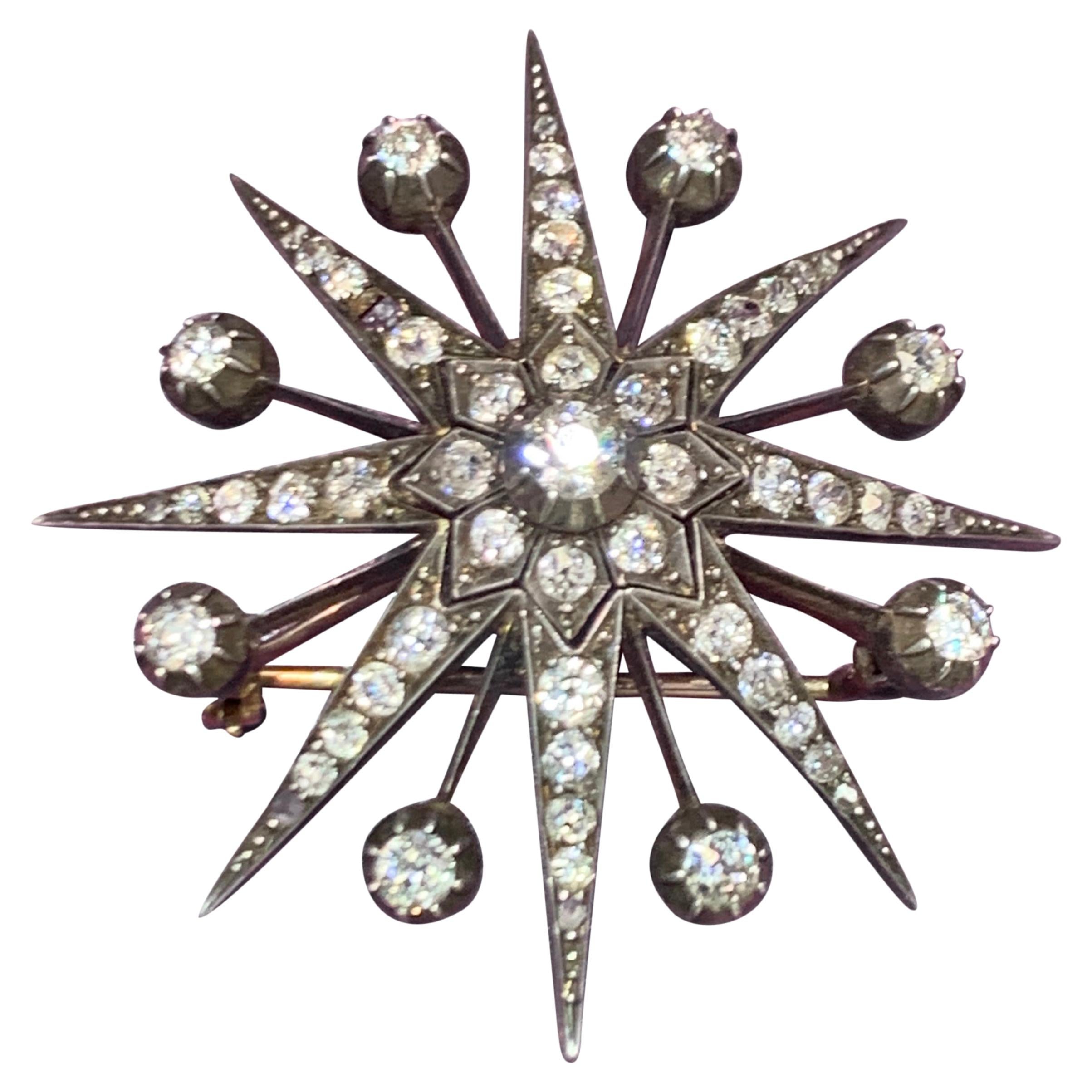 Victorian Diamond Star Brooch For Sale