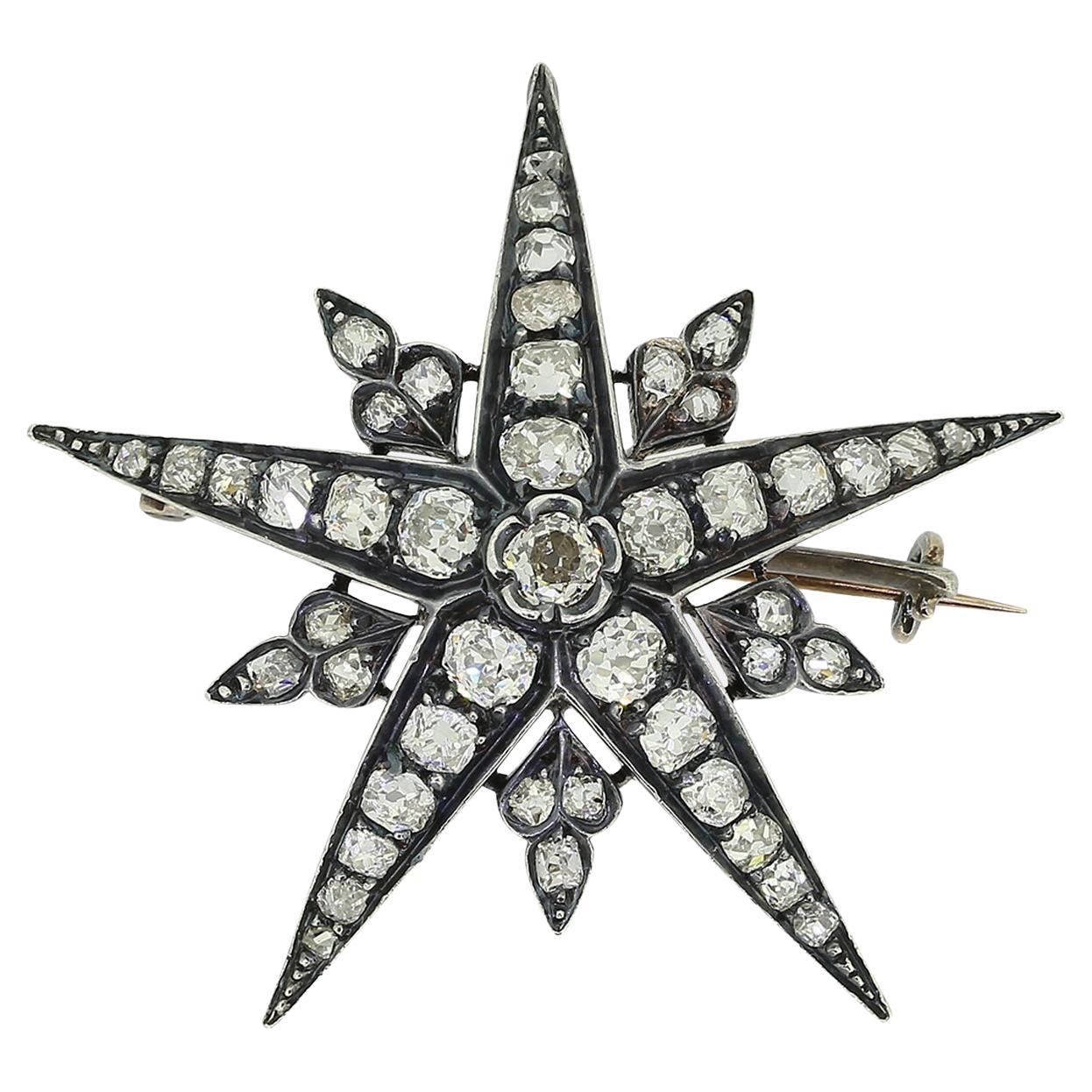 Viktorianische Sternbrosche mit Diamanten