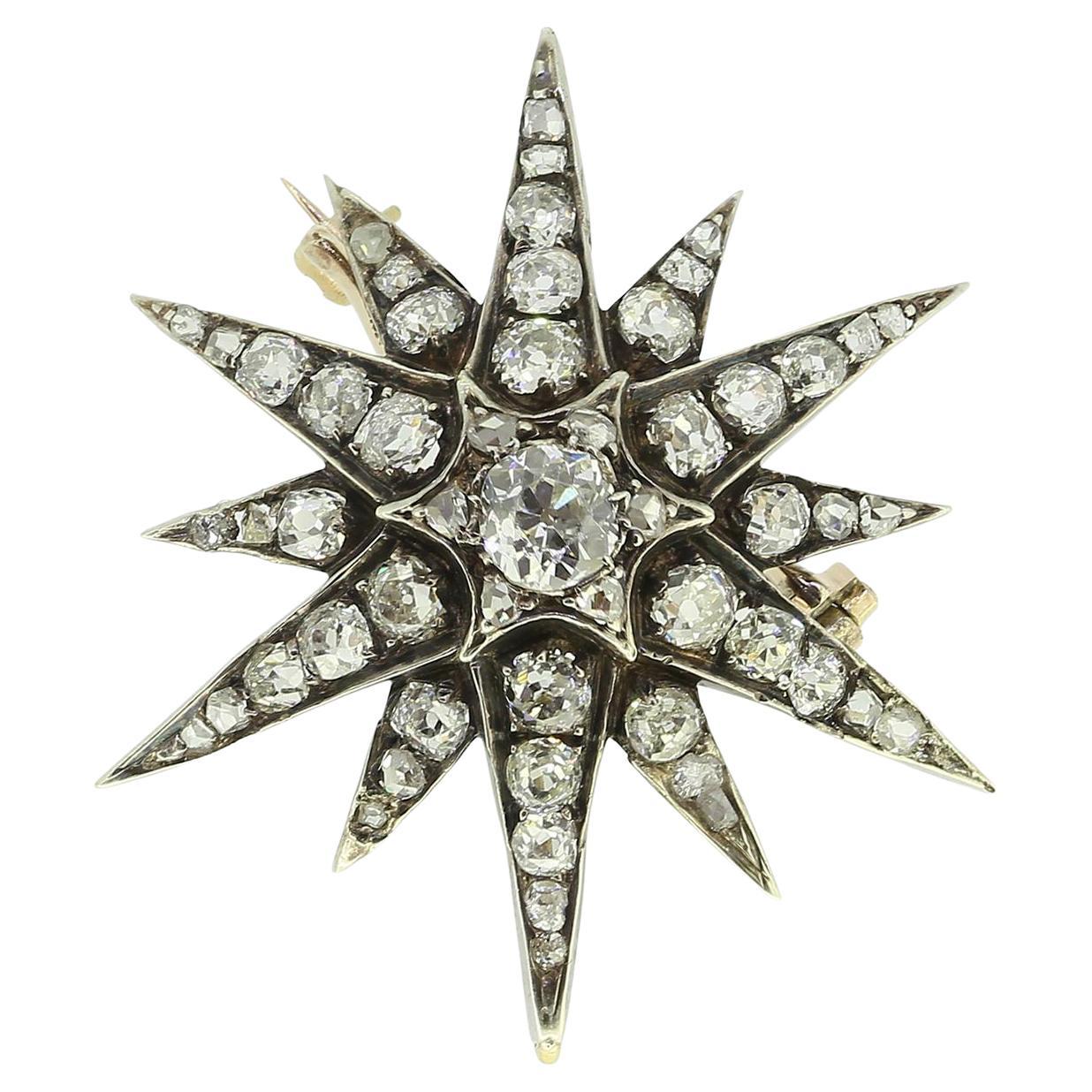 Broche victoriano con estrella de diamantes