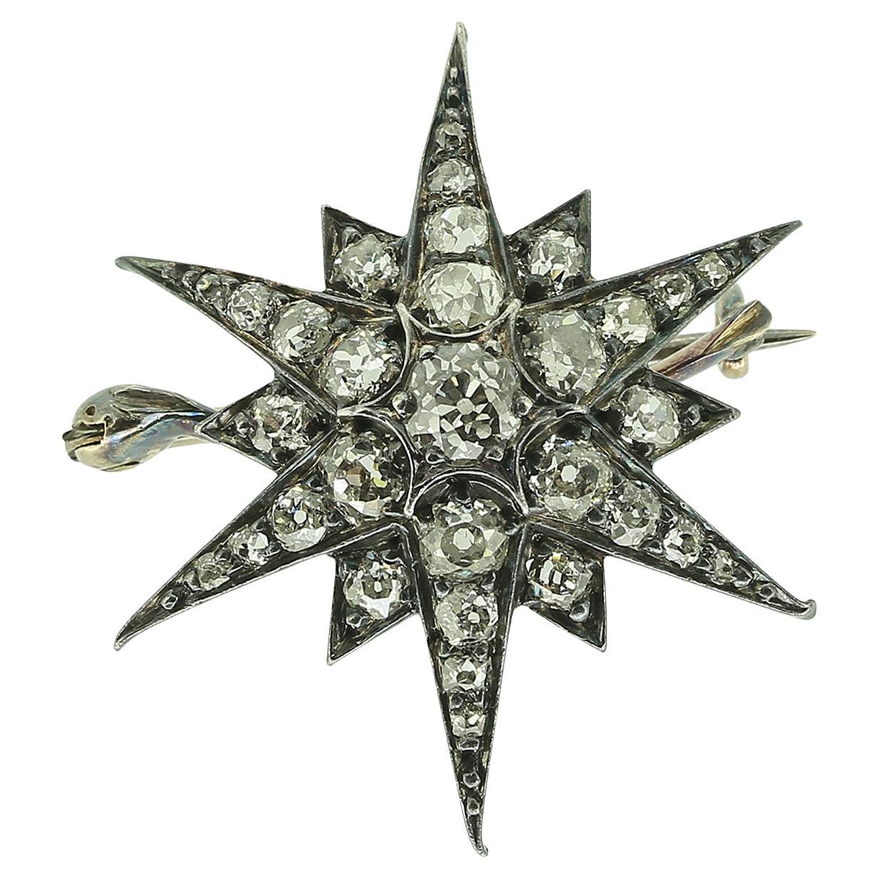 Victorian Diamond Star Brooch