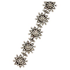 Victorian Diamond Sunburst Bracelet in Gold Backed Silver