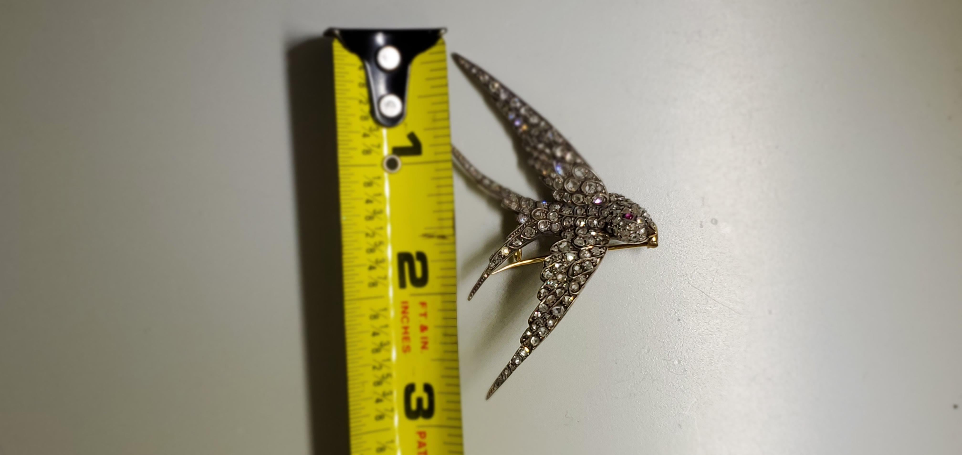 Victorian Diamond Swallow Brooch In Excellent Condition In New York, NY