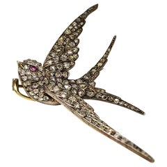 Victorian Diamond Swallow Brooch