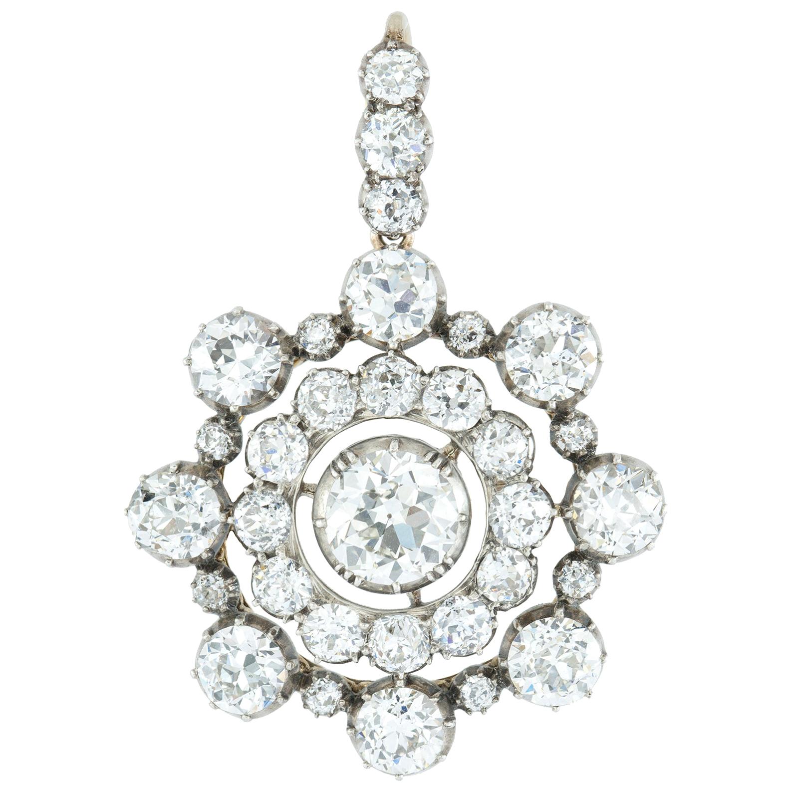 Victorian Diamond Target Brooch-Pendant