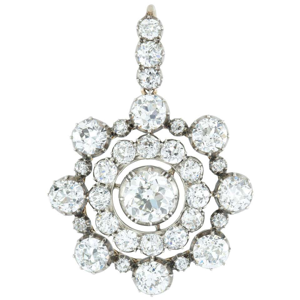 Victorian Rare and Unique 1.22 Carat Diamond Target Pendant Plus Chain ...