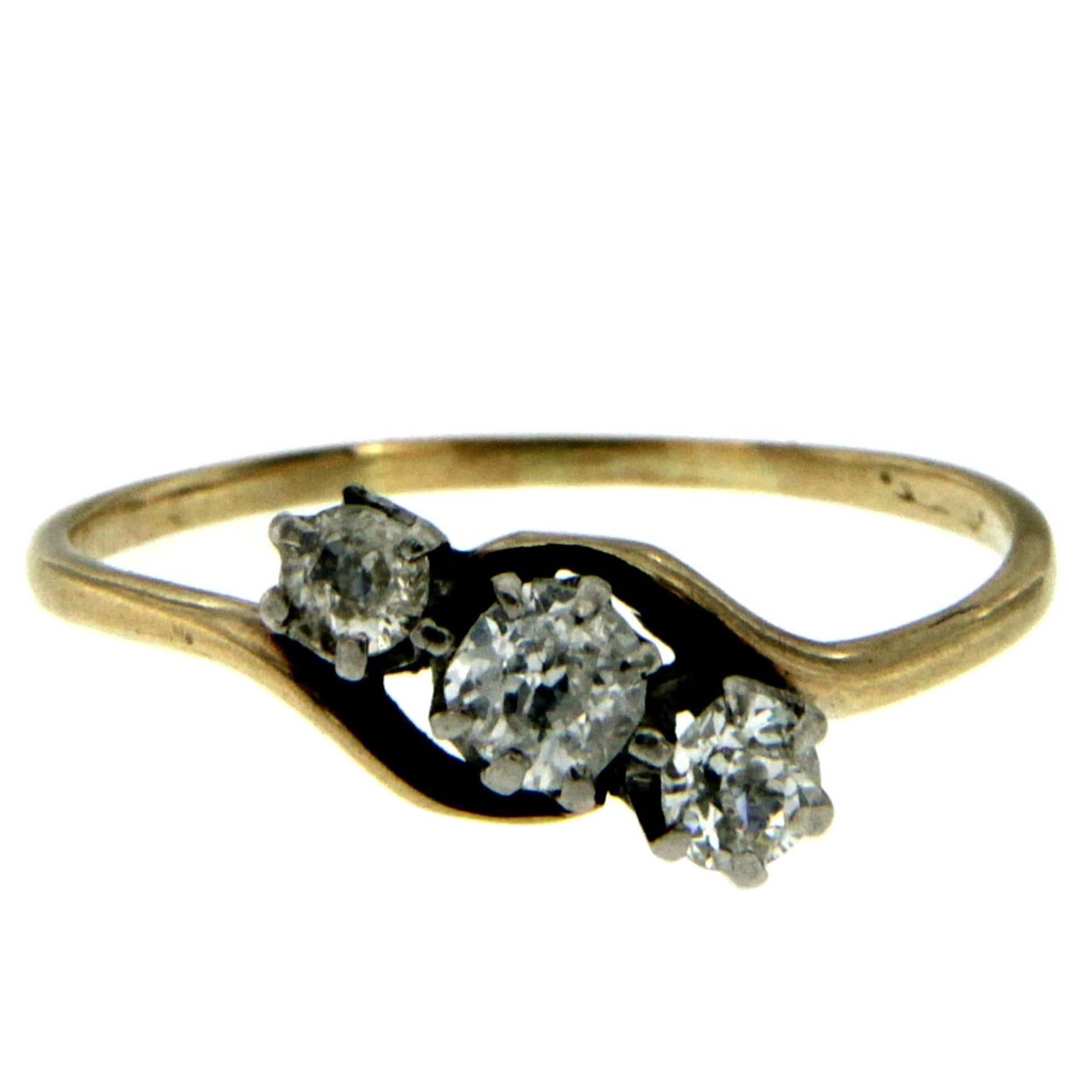Victorian Diamond Three-Stone Gold Ring