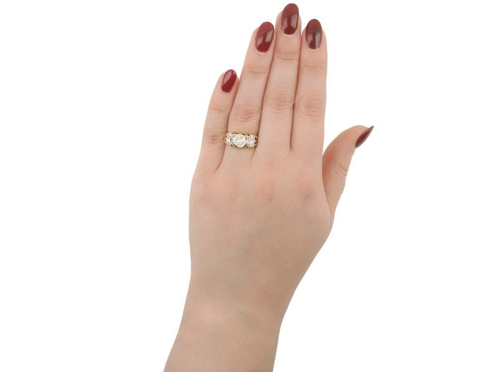 Viktorianischer Diamantring mit drei Steinen, um 1890. im Zustand „Gut“ in London, GB