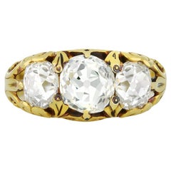 Victorian diamond three stone ring, circa 1890.