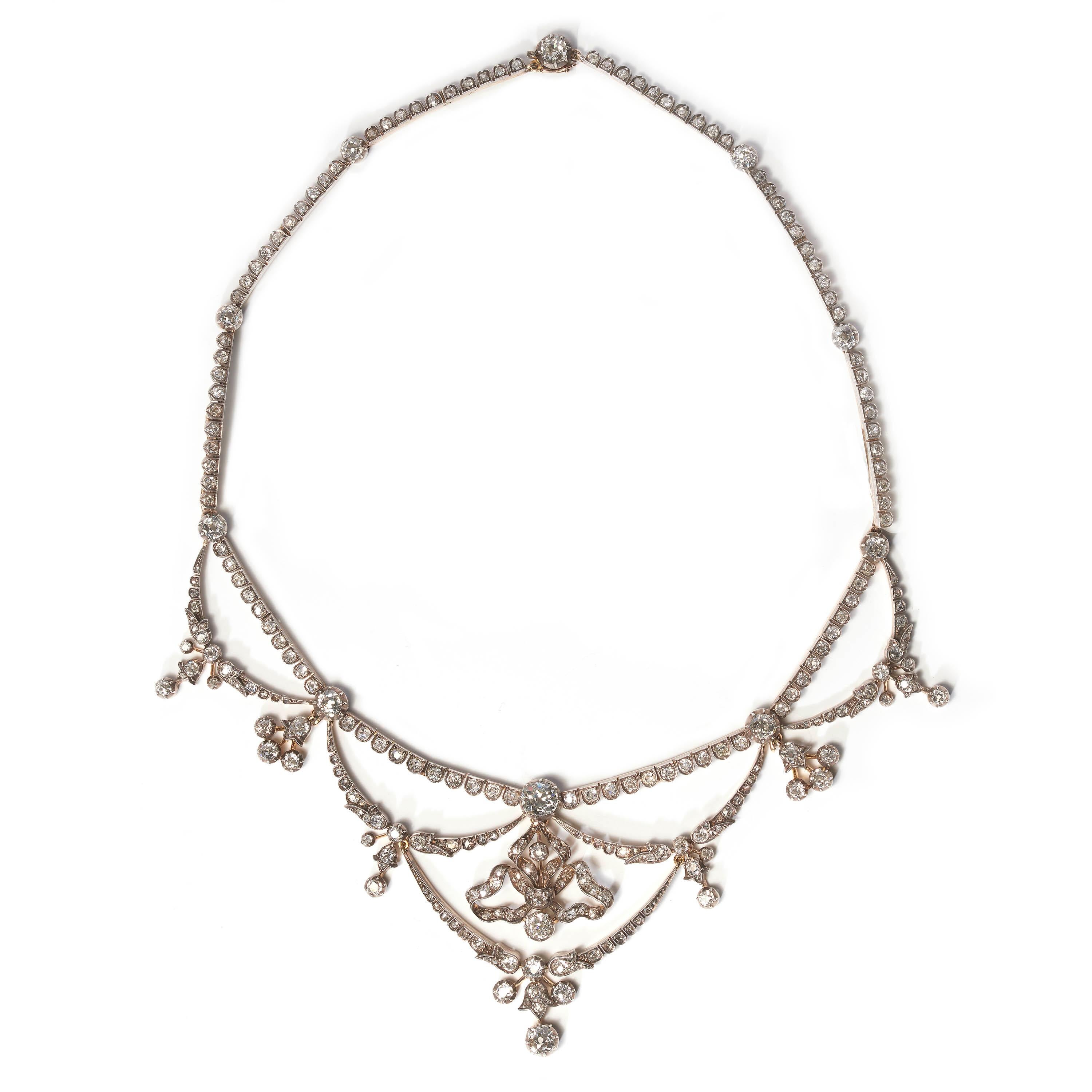 Old Mine Cut Victorian Diamond Tiara Necklace, 16.00ct