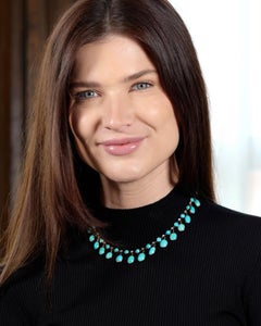 Victorian Diamond Turquoise 14 Karat Yellow Gold Silver Antique Fringe Necklace