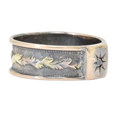 1880's Victorian Diamond 9 Karat Tri-Gold Starburst Band Ring