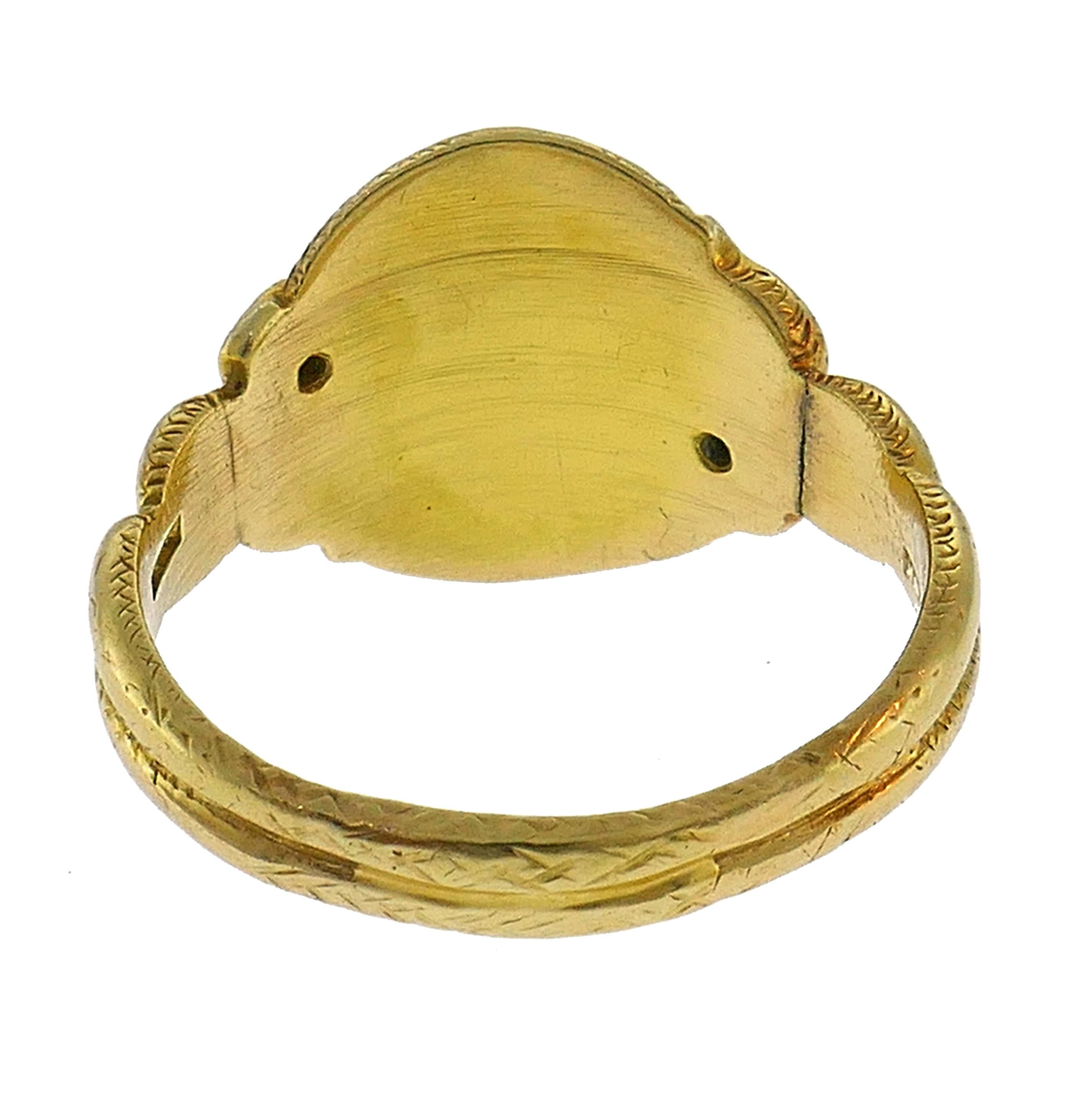 Victorian Diamond Yellow Gold Signet Ring 3