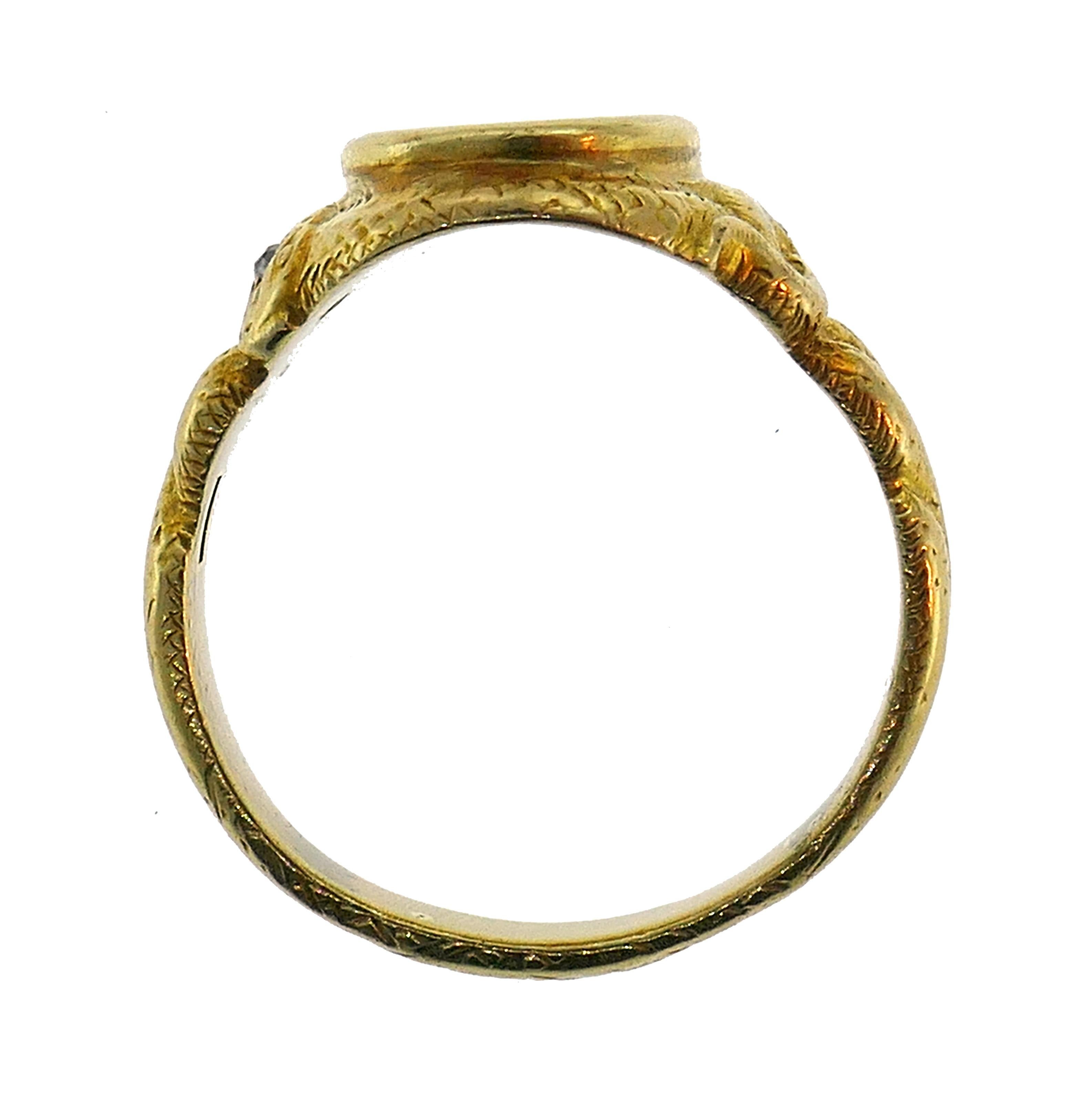 Victorian Diamond Yellow Gold Signet Ring 4