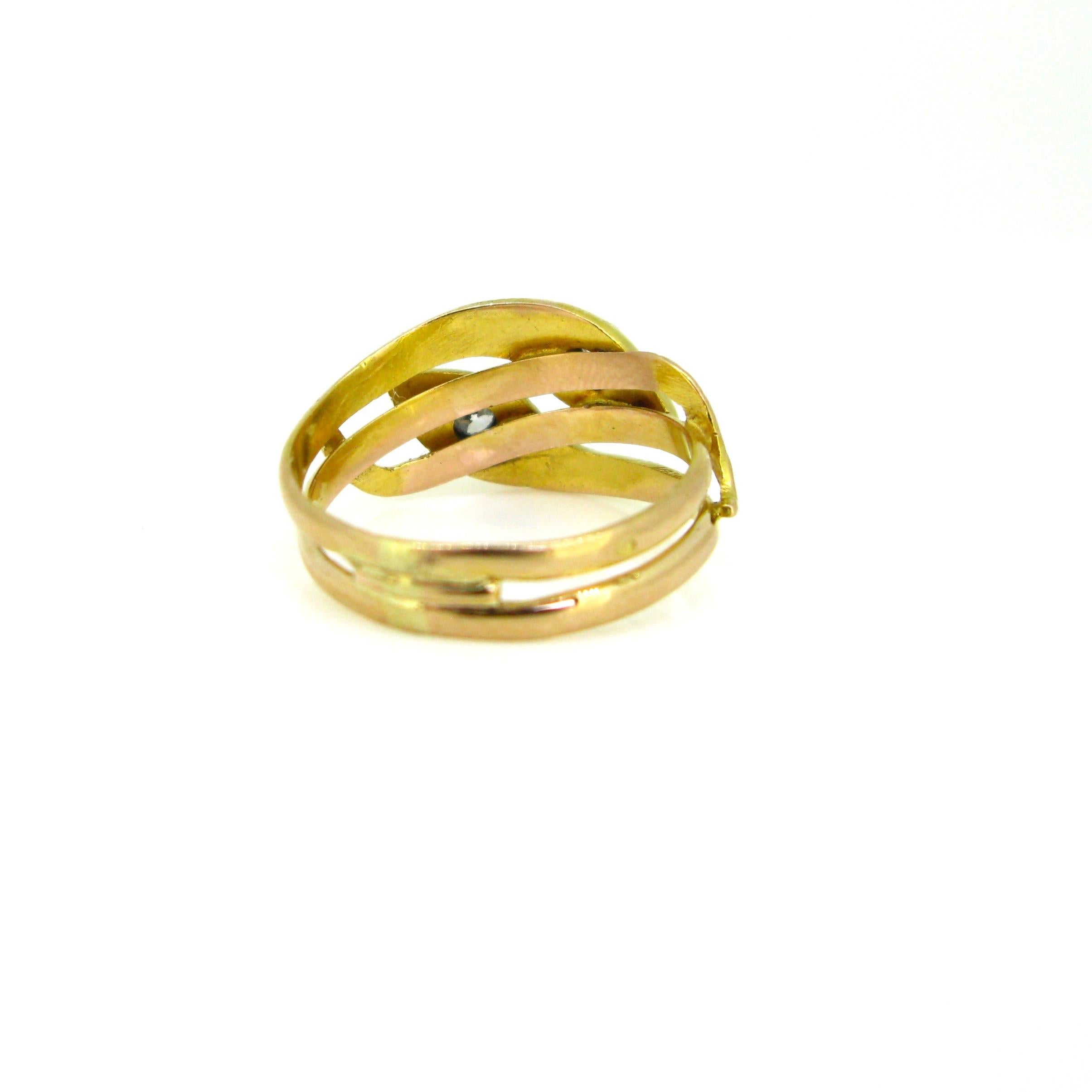Victorian Diamonds Yellow Gold Snake Ring 1