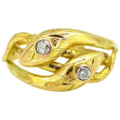 Victorian Diamonds Yellow Gold Snake Ring