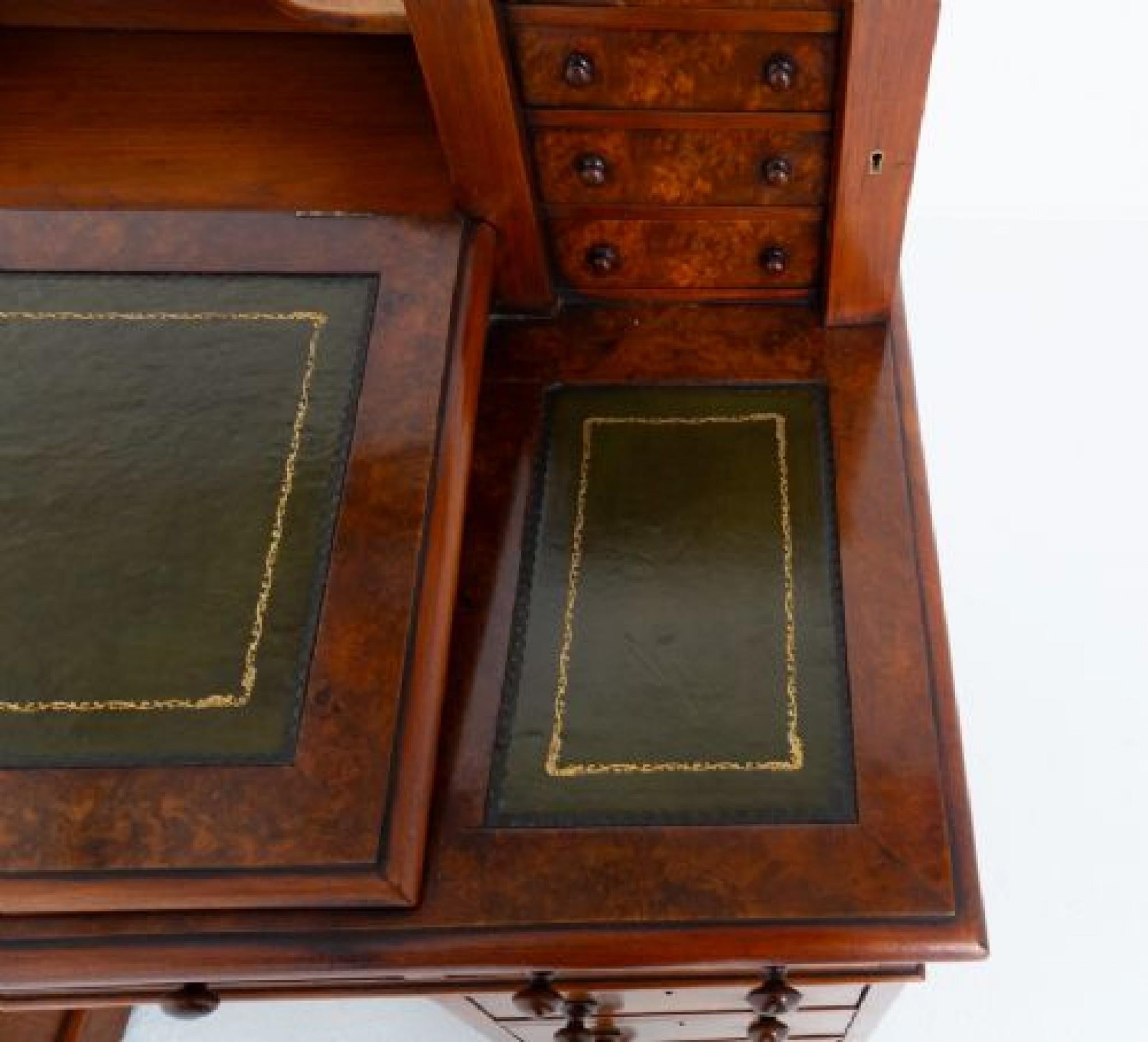 Victorian Dickens Desk Walnut Writing Table 1870 For Sale 3