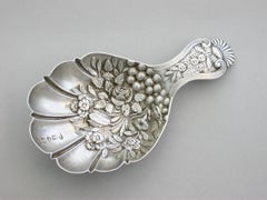 Victorian Die-Stamped Silver Caddy Spoon by Joseph Willmore, Birmingham, 1843