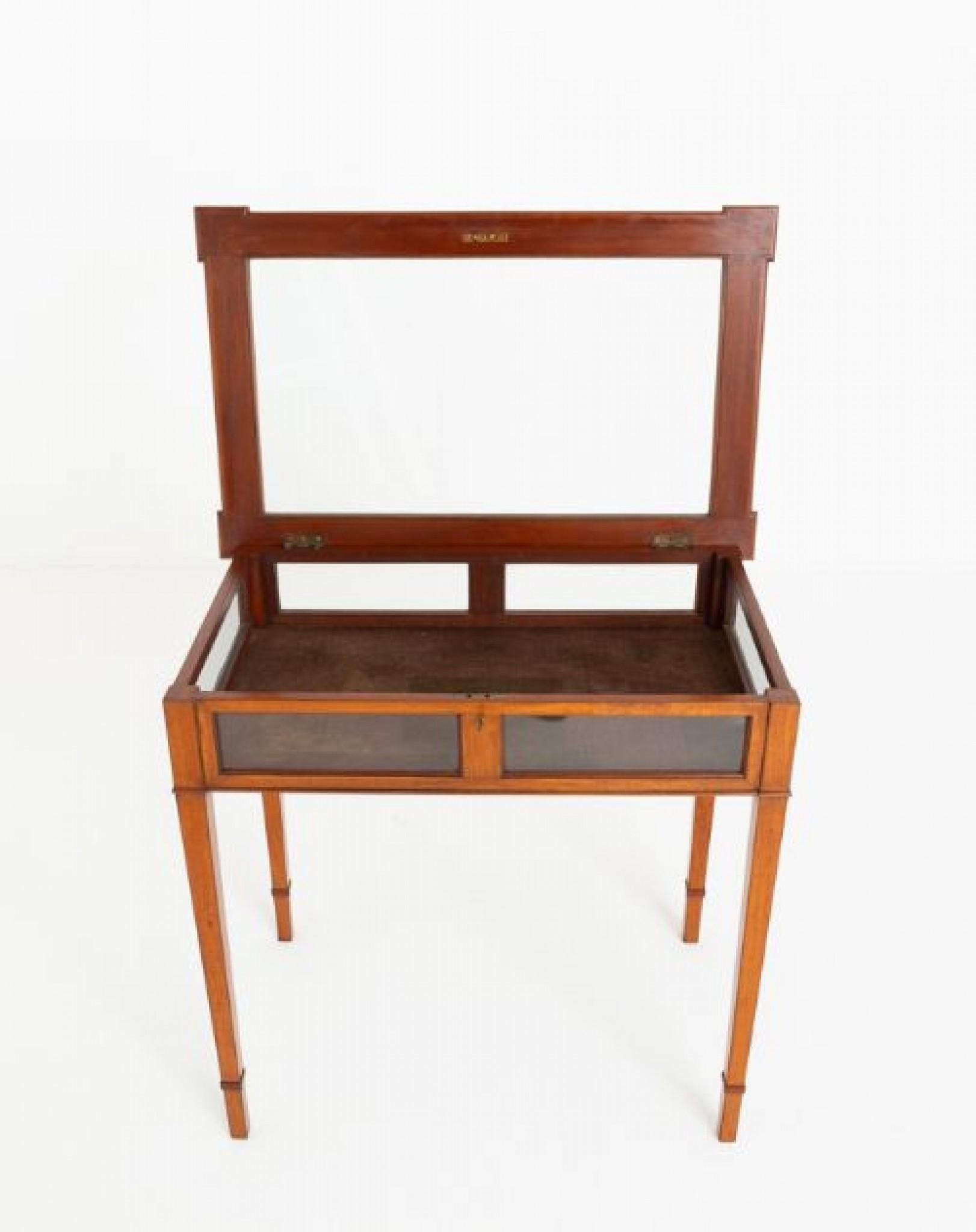 Late 19th Century Victorian Display Cabinet Bijouterie Satinwood 1880