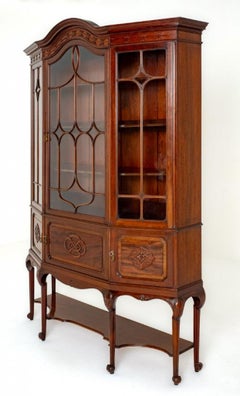 Victorian Display Cabinet Mahogany Bookcase 1900