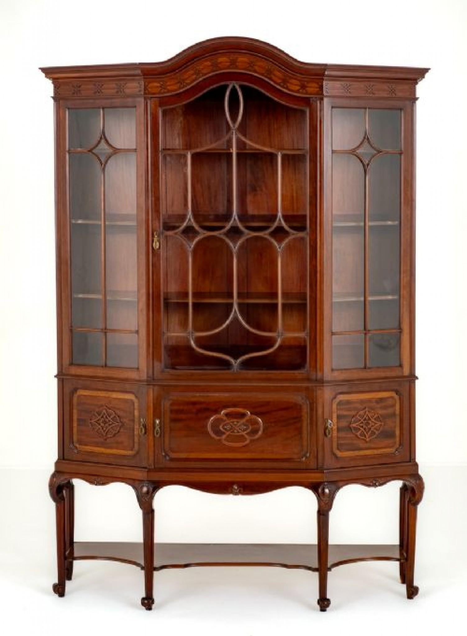 Victorian Display Cabinet Mahogany Bookcase 1900 In Good Condition For Sale In Potters Bar, GB