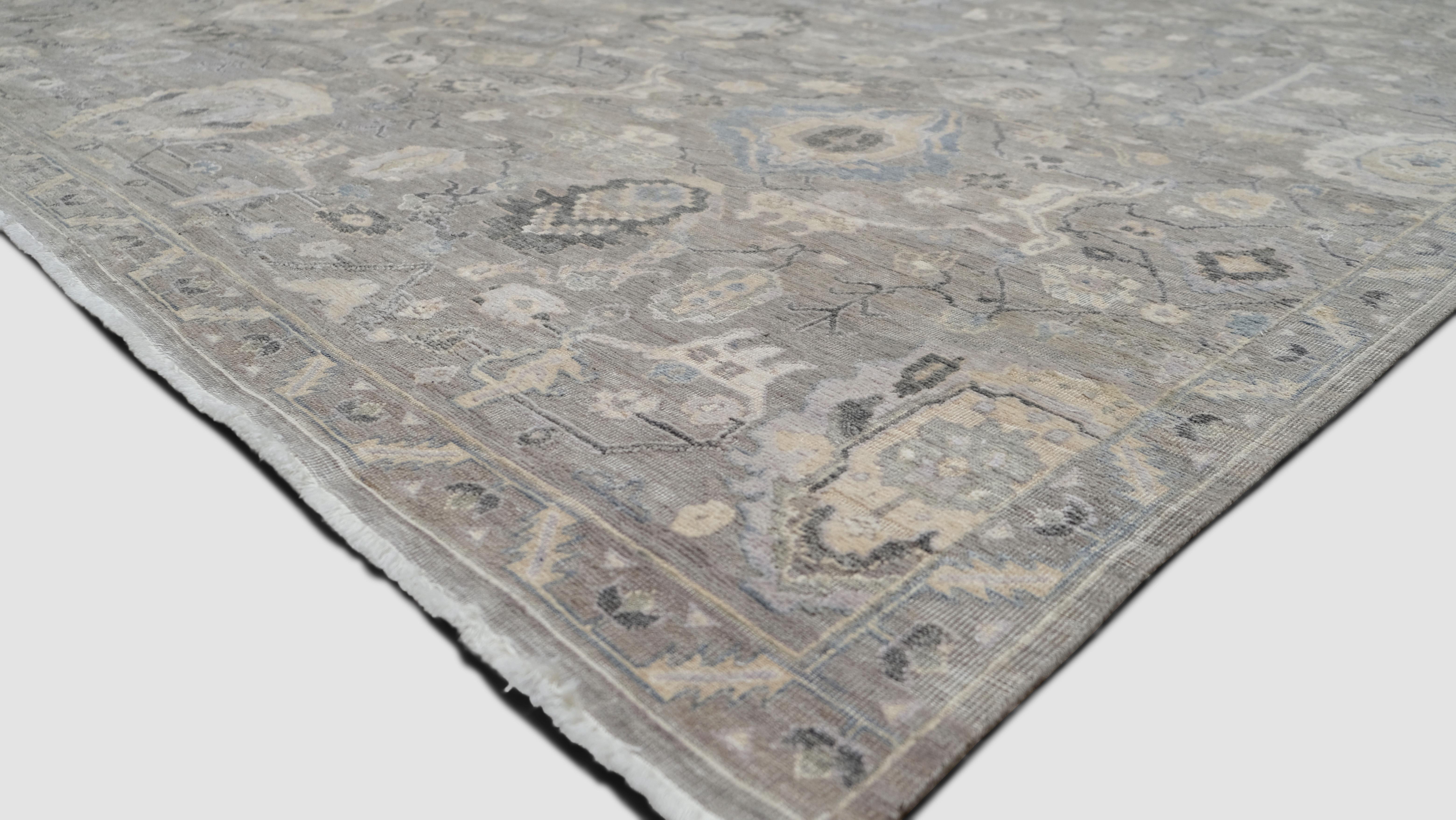 Victorien Tapis Mahal victorien vieilli à motif gris et bleu 8'x9'10'' en vente