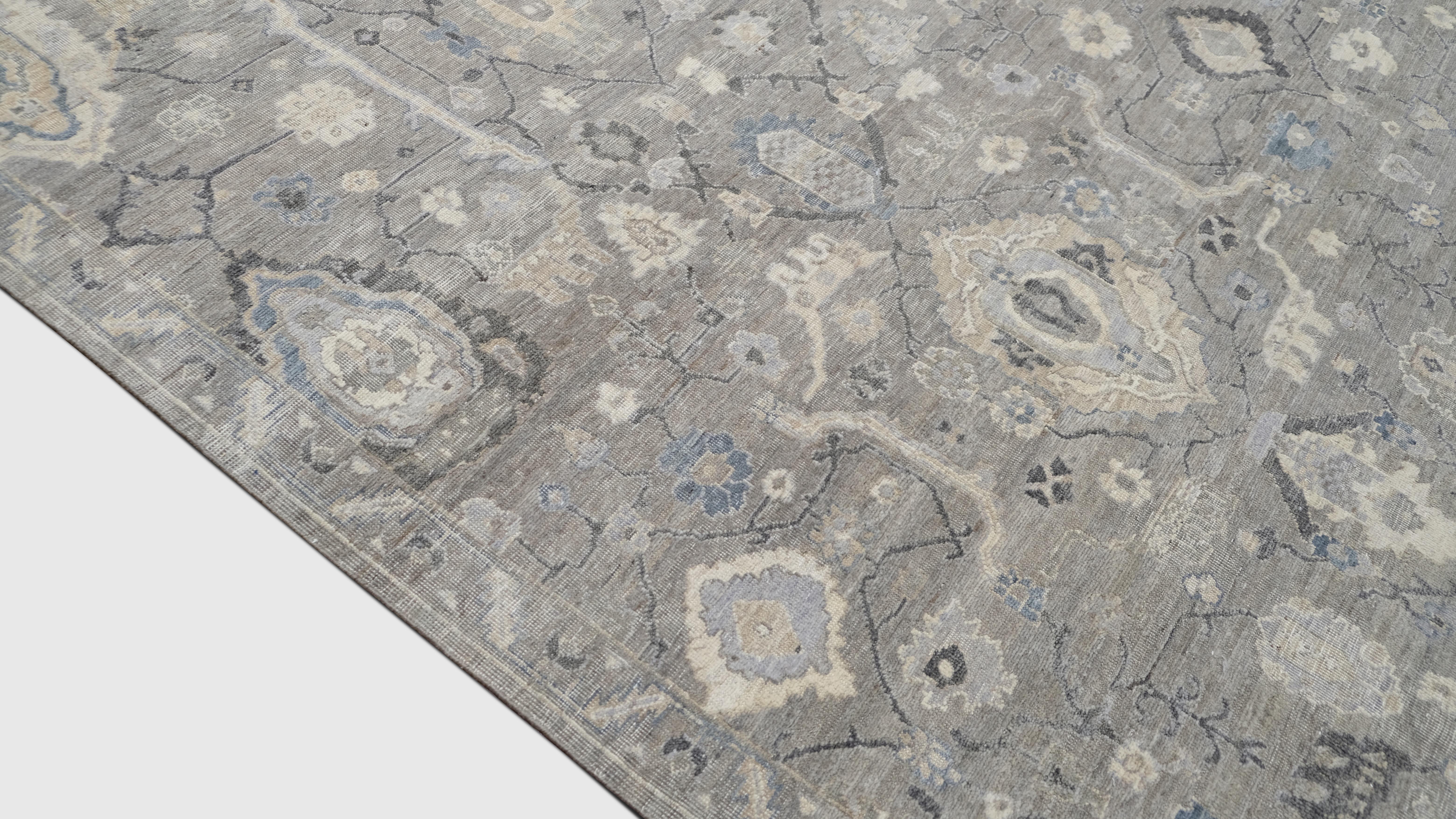 Indien Tapis Mahal victorien vieilli à motif gris et bleu 8'x9'10'' en vente