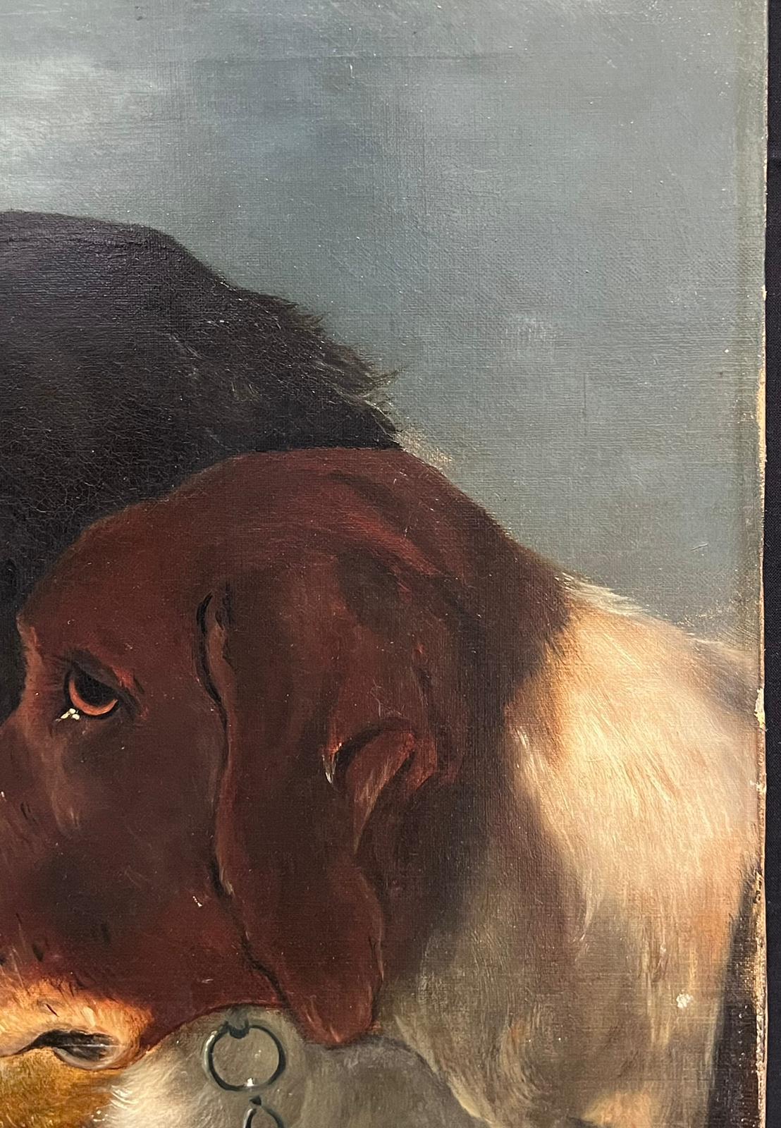 Retrato de dos perros
Artista inglés, mediados del siglo XIX
óleo sobre lienzo, sin enmarcar
Lienzo: 18 x 14 pulgadas
Procedencia: Colección privada, Inglaterra
Estado de conservación: El cuadro está en buen estado. Hay signos visibles de