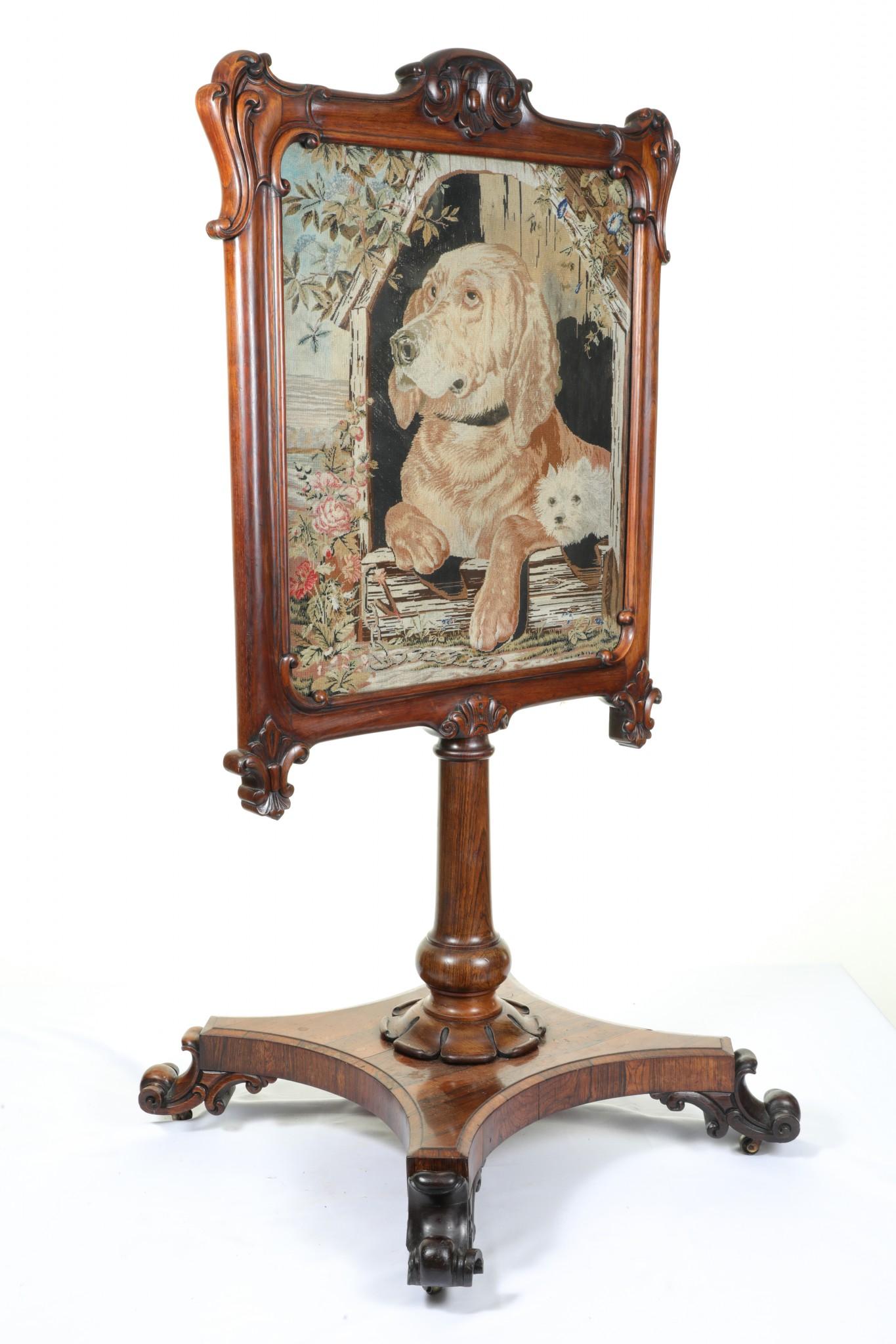 Tapiz victoriano de punto de aguja para perros Labrador Terrier 1850 Victoriano en venta