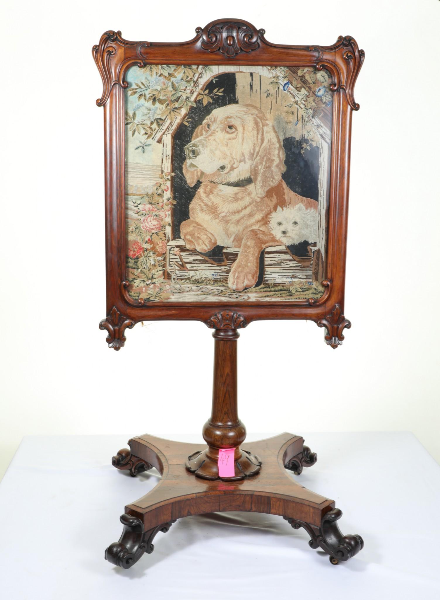 Tapiz victoriano de punto de aguja para perros Labrador Terrier 1850 en venta 1