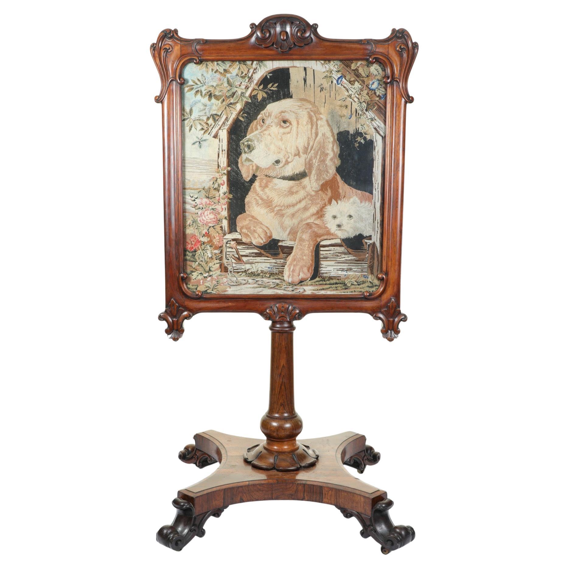 Tapiz victoriano de punto de aguja para perros Labrador Terrier 1850 en venta