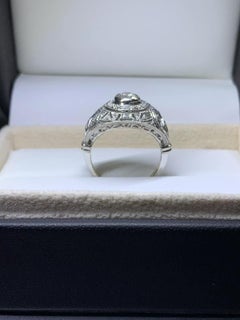 Victorian dome engagement ring 18k white gold