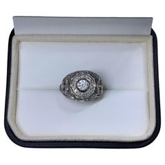 Victorian dome engagement ring 18k white gold