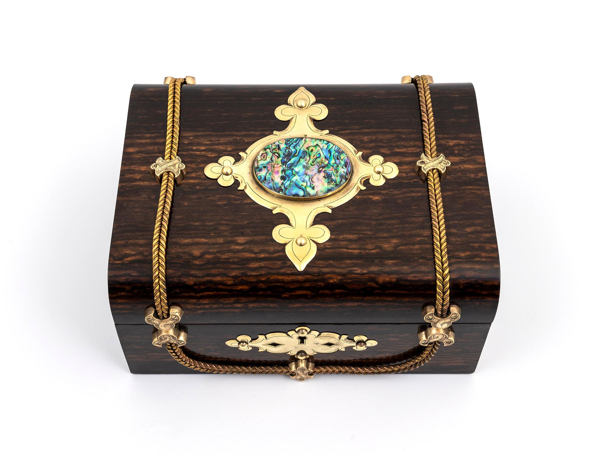 Hand-Carved Victorian Dome Top Coromandel Jewellery Box