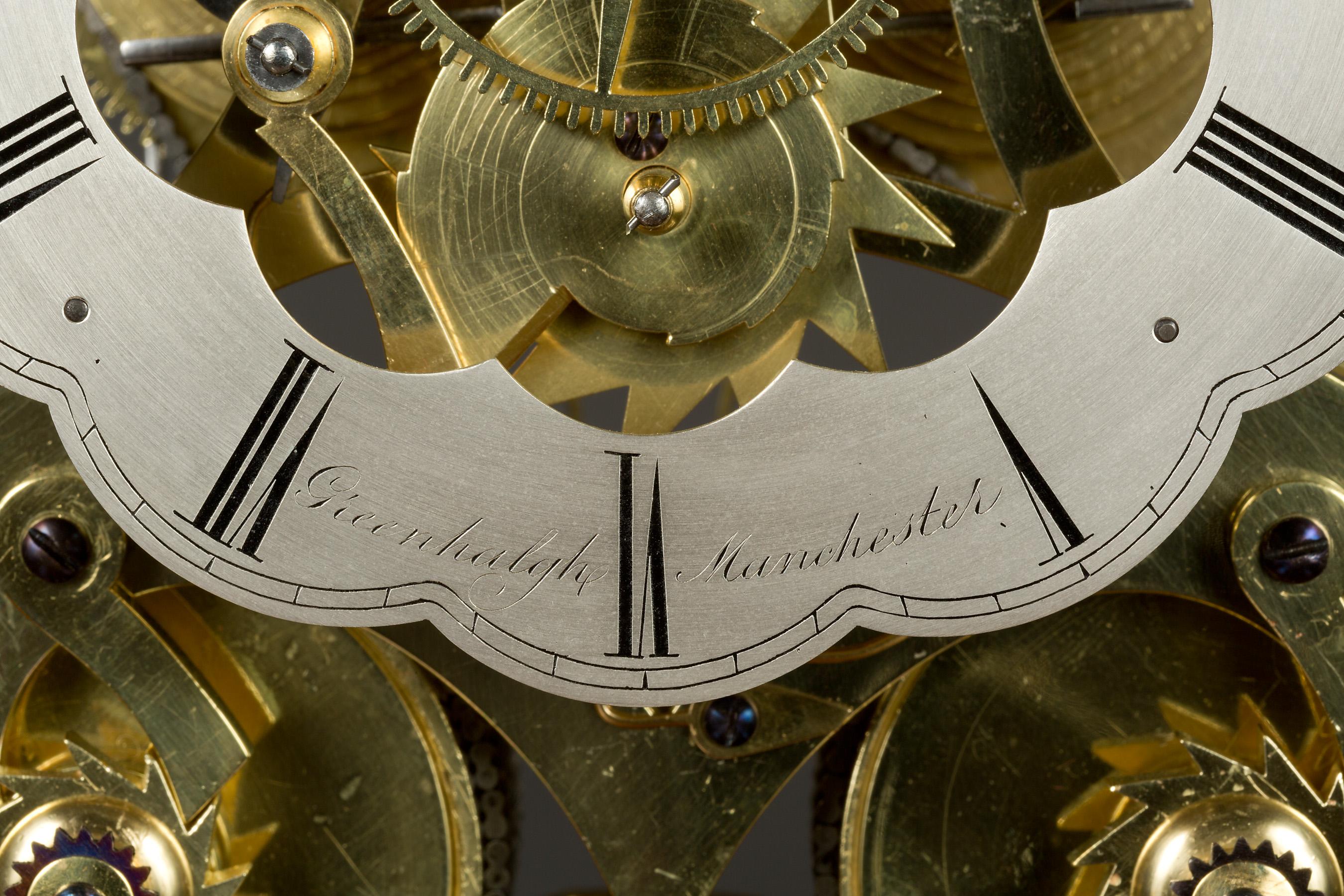 Mid-19th Century Victorian Double Fusee Skeleton Clock by John Greenhalgh, Manchester