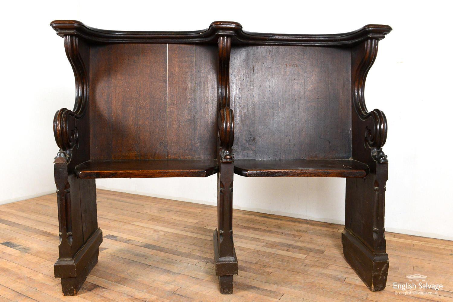 European Victorian Double Seated Oak Choir Stall / Pew, 19th Century For Sale